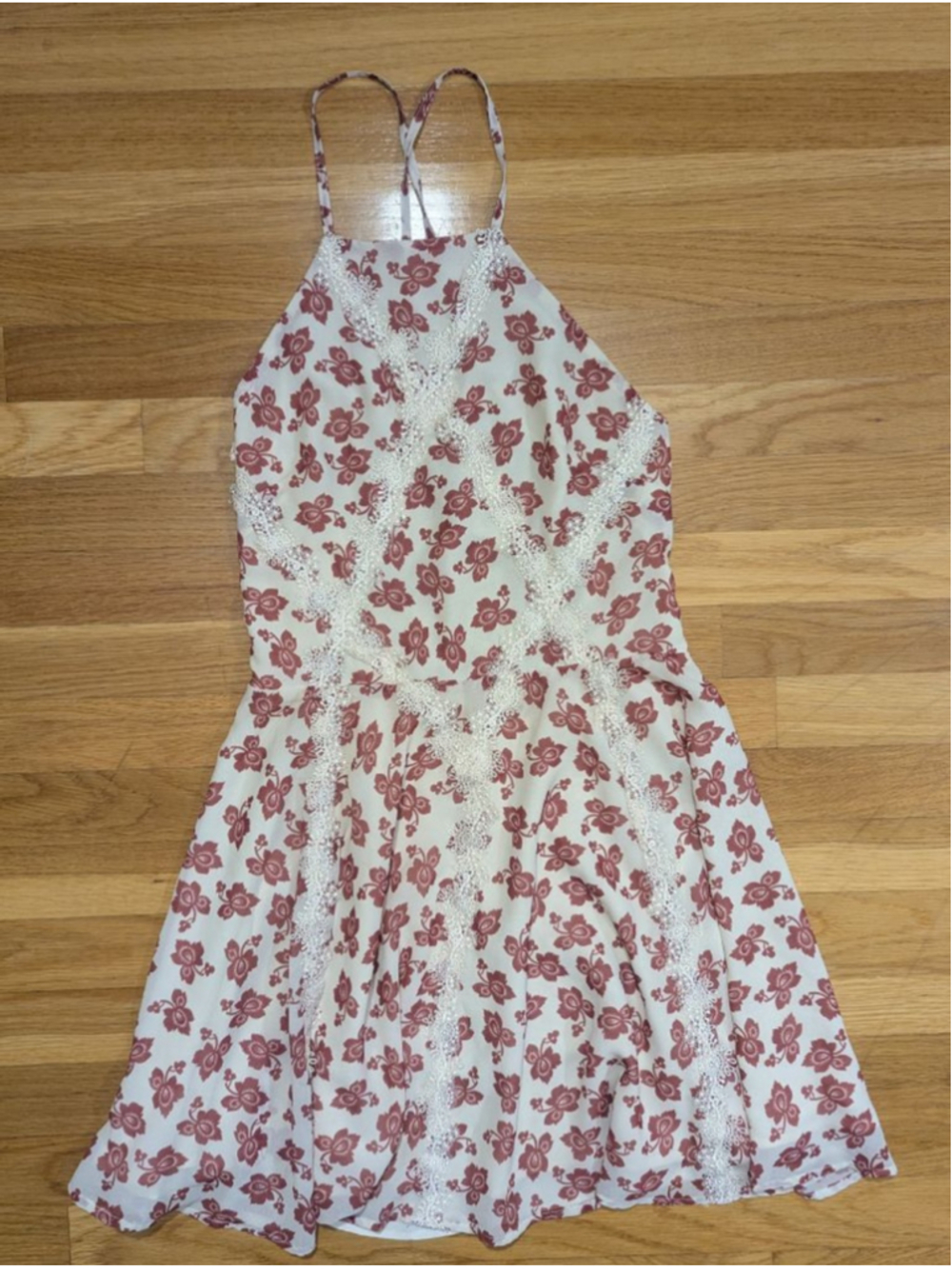 Tularosa Cream Orange Floral Lace Mini Dress Medium - Picture 12 of 12